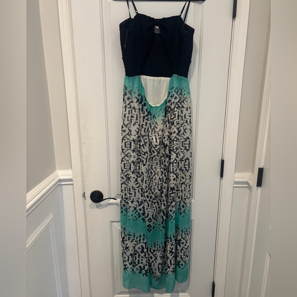 Trixxi Open Back Crochet Embroidered Maxi Dress NEW! Navy Blue & Teal XL - Picture 4 of 9